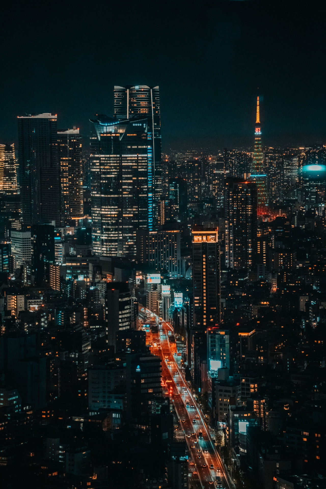 Tokyo's illuminated night skyline