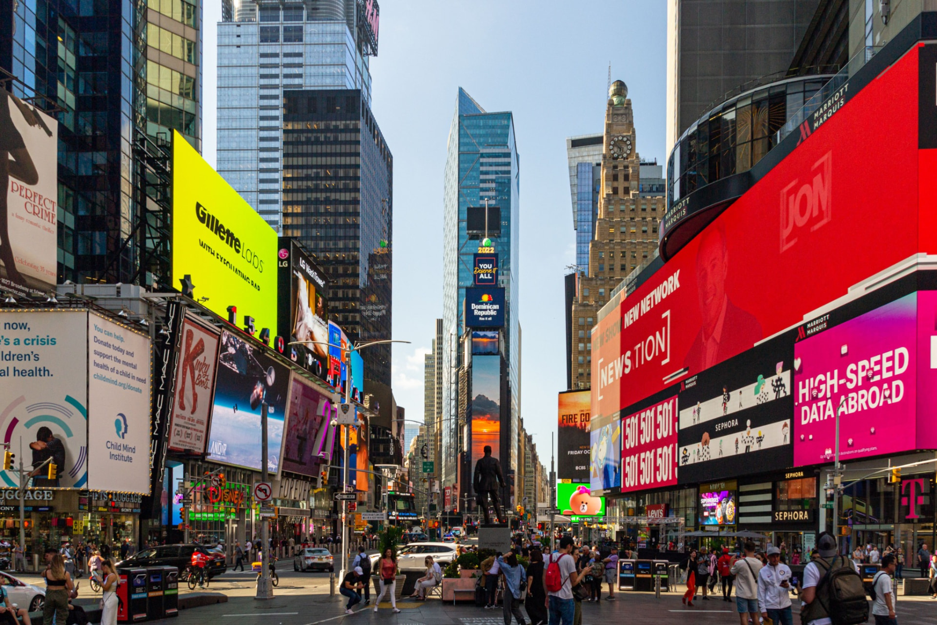 Times Square illuminated at night
