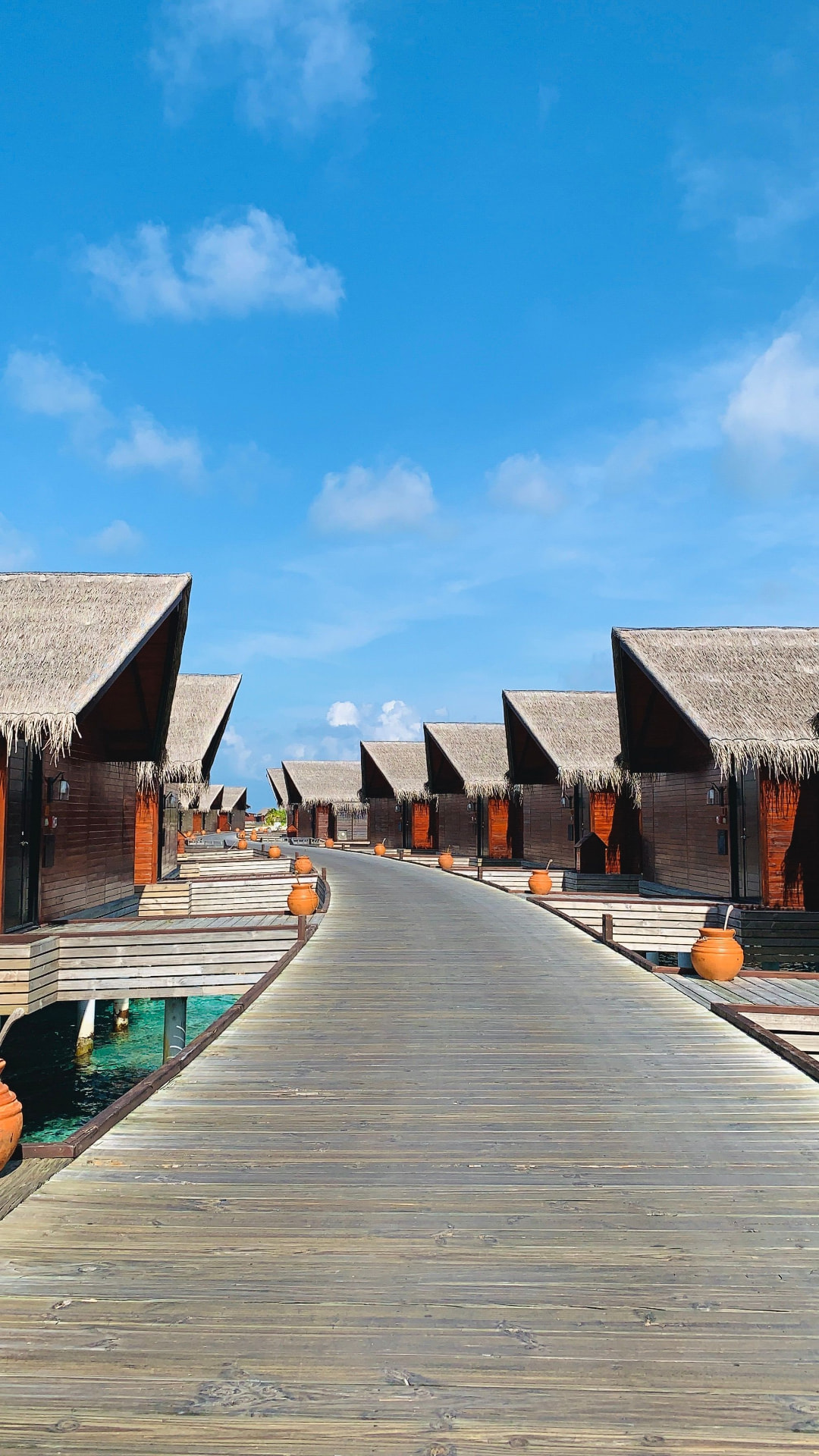 Overwater villa boardwalk in the Maldives